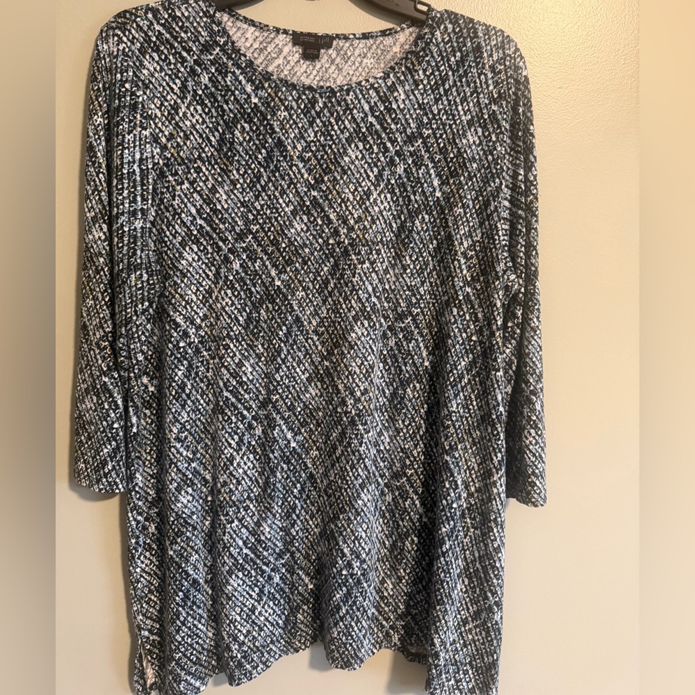 J. Jill Wearever Collection Blue Monochrome 3/4 sleeve pullover top size large